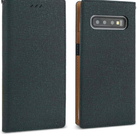 Design Skin Galaxy S10 Case Wallet Cover Leather with Card Holder - Green - Picture 1 of 12